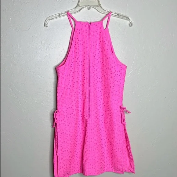 Lilly Pulitzer Vibrant Pink Eyelet Skirted Romper Dress - Picture 2 of 5